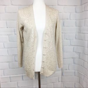 Talbots cream wool sequin cardigan